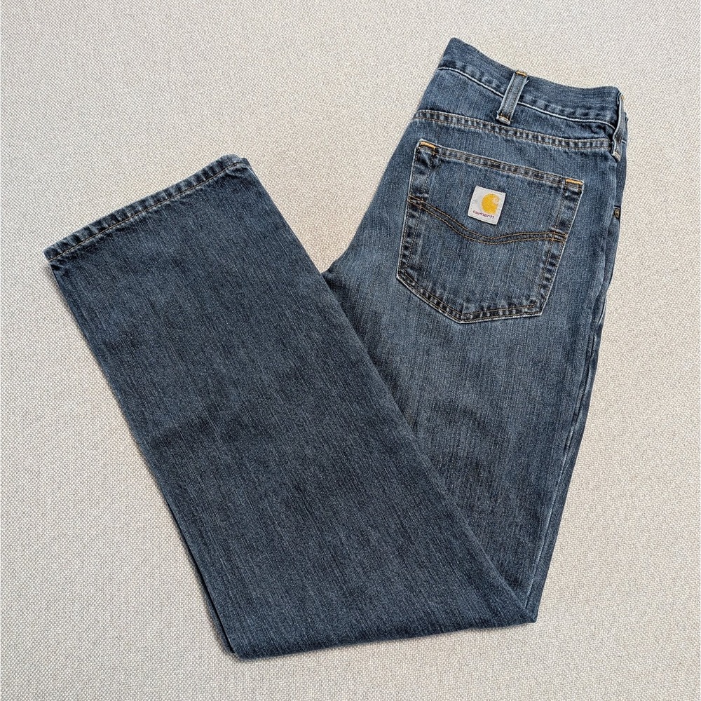 Carhartt Jeans Men's 32x32 Blue Denim Straight Leg Workwear Relaxed Rugged